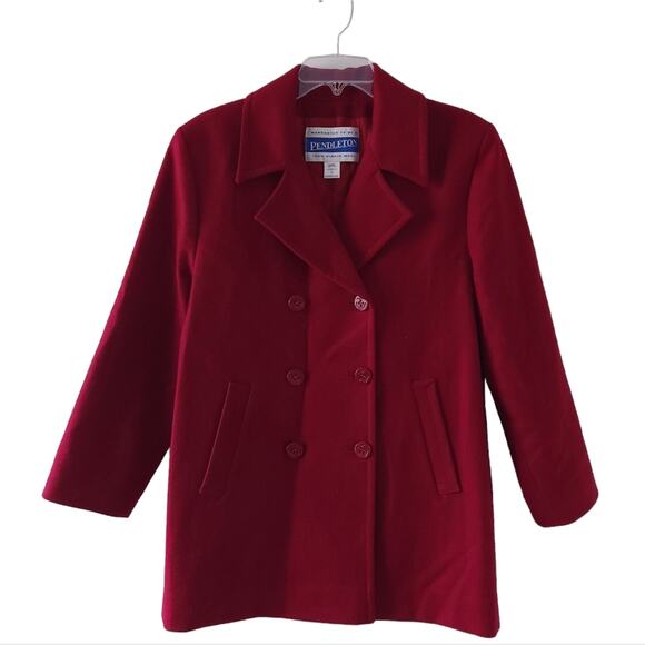 Pendleton Wool Pea Coat Size 8 Red Winter Jacket 100% Wool Classiccore Coat - Picture 1 of 3
